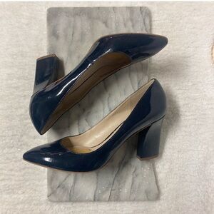 Franco Sarto Heels Size 11 Patent Leather Navy Blue Heels Pointy Toe